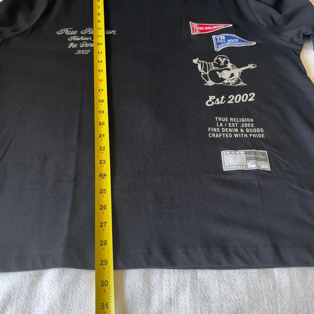 NWT True Religion Mens Black SS Uni Logo Graphic Tee Shirt XL Buddha